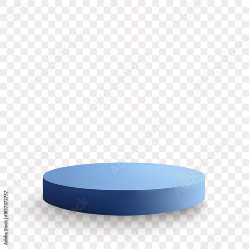Minimalistic round light blue stand with shadows on a transparent background for a mockup. Eps 10