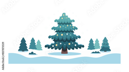 Winter Wonderland with Christmas Tree: Capturing the festive season with a delightful Christmas tree in a snowy landscape.