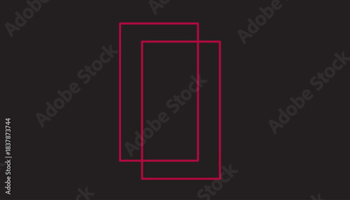 Minimal Overlapping Rectangle Outline – Modern Geometric Line Art Design Vector on Dark Background