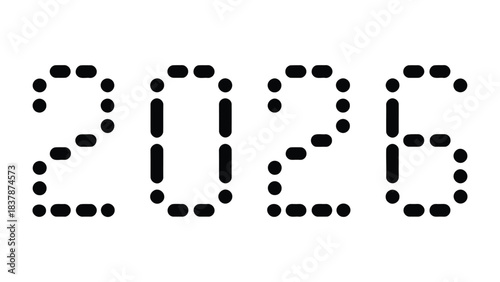 Digital 2026: A minimalist representation of the year 2026 in a digital font, conveying a sense of futuristic time and technological advancement. 