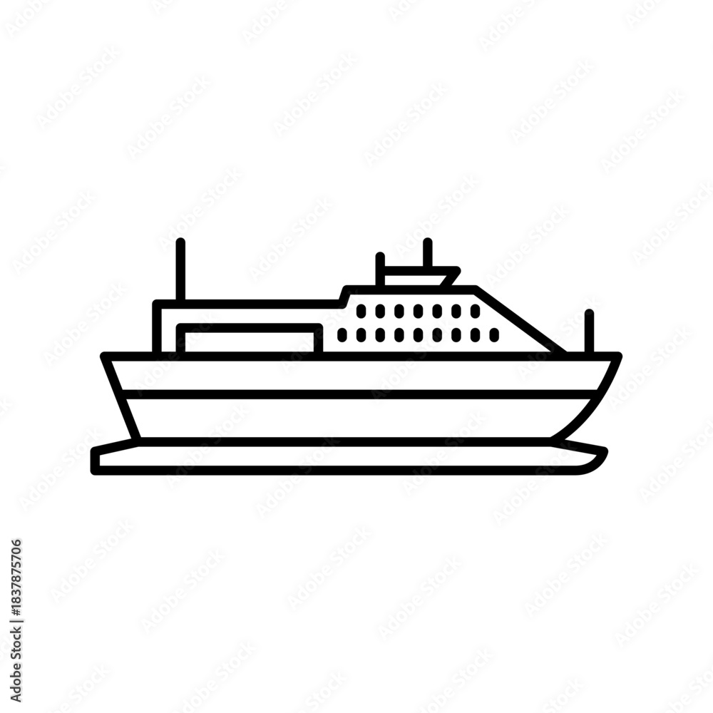 Obraz premium Cargo ship outline icon. vessel black line illustration.