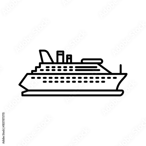 Passenger ship outline icon. cruiser ship black line illustration.