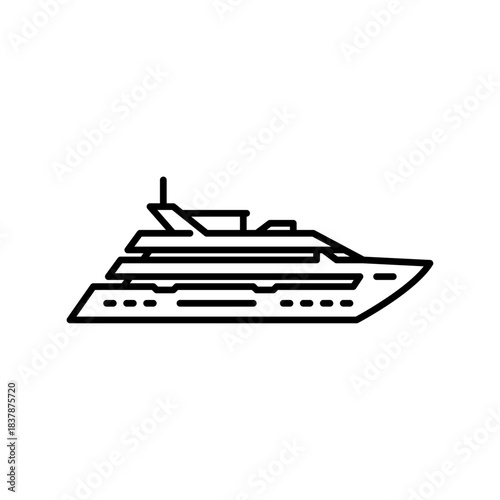 Yacht outline icon. luxury ship black line illustration.