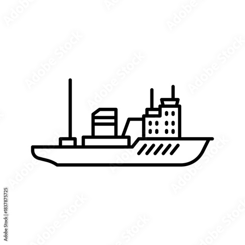 Icebreaker ship outline icon. Icebreaker ship black line illustration.