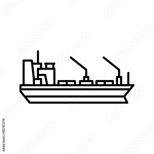 Reefer cargo ship outline icon. cargo ship black line illustration.