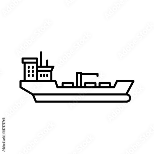 Chemical carrier ship outline icon. vessel black line illustration.