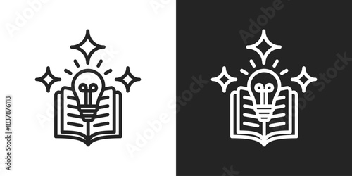 Problem Solving Icon In Black And White Line Style