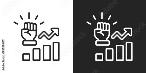 Efficiency Icon In Black And White Line Style