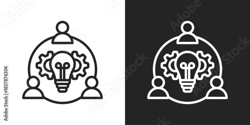 Motivation Icon In Black And White Line Style