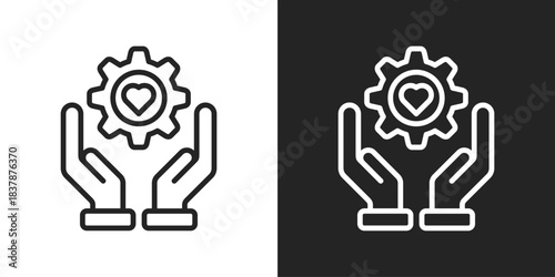 Blended Learning Icon In Black And White Line Style