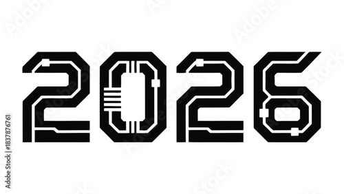 Digital Horizon: The year 2026 takes center stage, its bold, modern typography embodying the spirit of innovation and technological advancement.