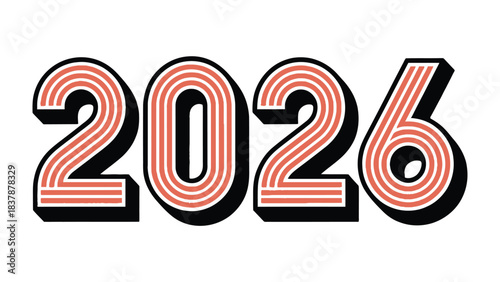 Year 2026 Typography Design: The stylized numbers 2026 boldly presented in a captivating design, making a modern statement for future themes and projects.