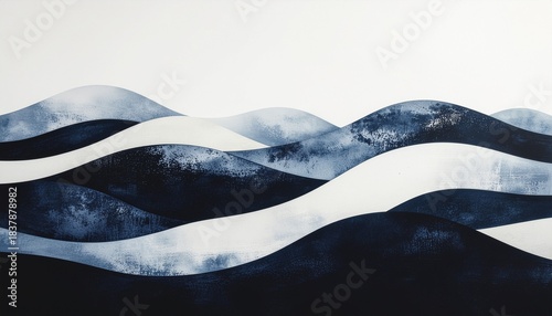Wallpaper Mural Abstract Blue Wave Pattern on White Background Torontodigital.ca