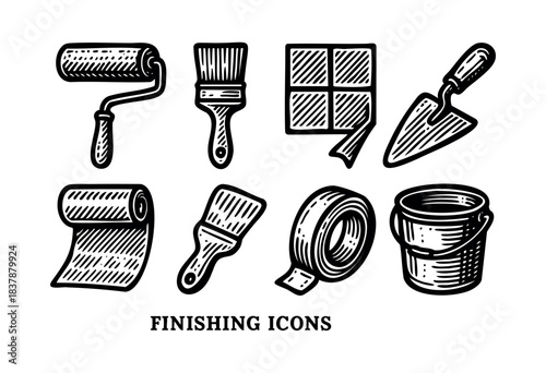Set of engraving hand tools for repair and finishing works on a white background — stock vector.