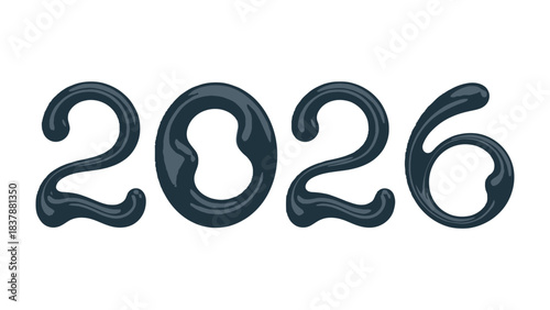Vision of the future: The year 2026 is elegantly inscribed in a sleek, flowing font, symbolizing the seamless transition into the future