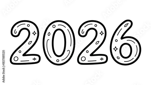 2026: A visual representation of the year 2026, depicted in a modern, stylized manner. The digits are designed with decorative elements.