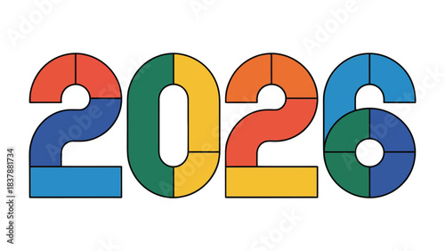 Vibrant Vision: Colorful depiction of the year 2026, conveying a sense of forward-thinking and progress.