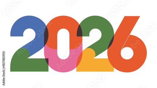 Bold Future: Visualizing the upcoming year 2026, a vibrant and dynamic display of colorful numbers.