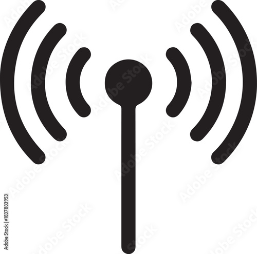 Black Wifi Signal Antenna Broadcast Icon isolated Vector Graphic