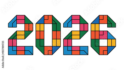 2026: A visual representation of the year 2026, composed of colorful geometric shapes, showcasing a modern and vibrant design. 