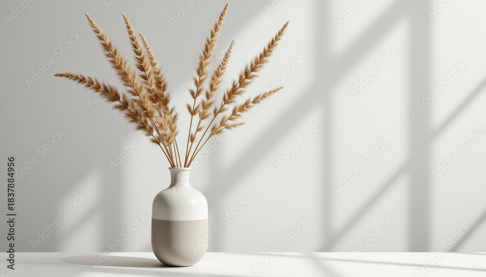 Naklejka premium Vase with dried plants decorative vase holding arrangement of dried botanicals showcasing natural textures and earthy tones