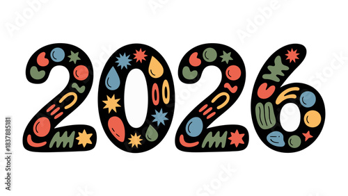 Embracing the Future: A colorful and abstract illustration boldly presents the year 2026, offering a glimpse into what lies ahead. 