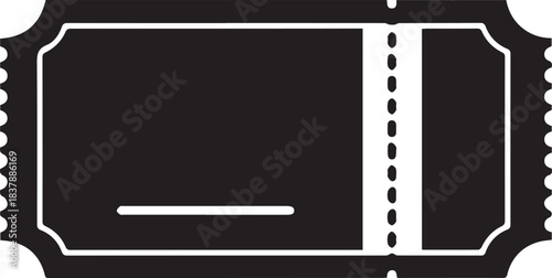 Simple black and white silhouette of a vintage ticket