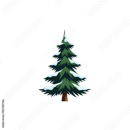 A green fir tree with snow on its branches, standing tall and ready for winter.