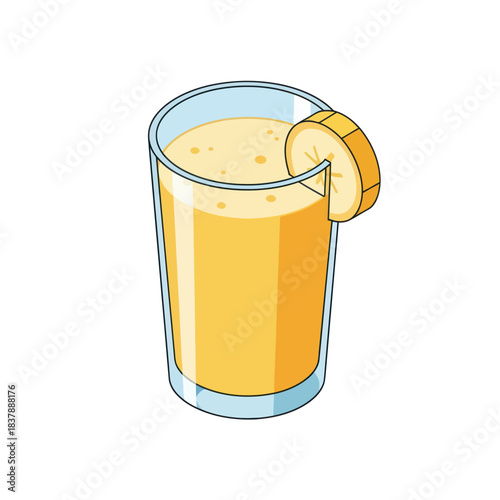 Refreshing Banana Smoothie in a Glass with Garnish.