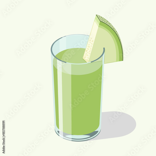 Refreshing Honeydew Melon Smoothie in a Glass with Fruit Garnish.