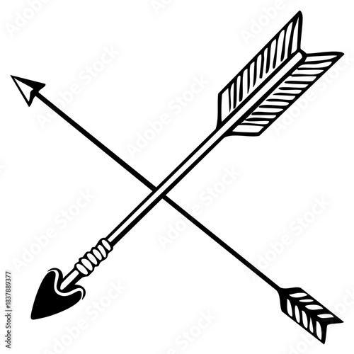 Symbolic crossed arrows design depicting direction journey adventure strength