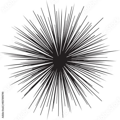 Abstract black spiky starburst explosion on white background