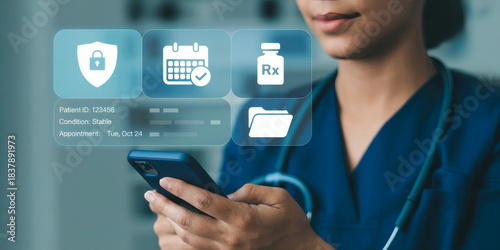 Healthcare professional accessing digital patient medical records on smartphone