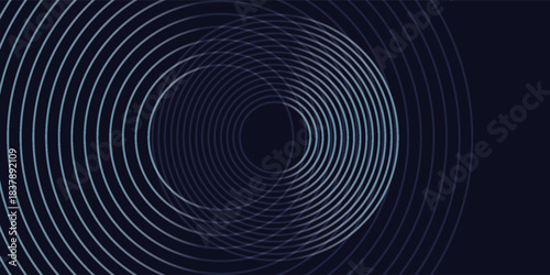 Blue abstract background with glowing circles. Swirl circular lines pattern. Geometric spiral. Twirl element. Modern graphic design. Futuristic technology concept. circle vector ilustration