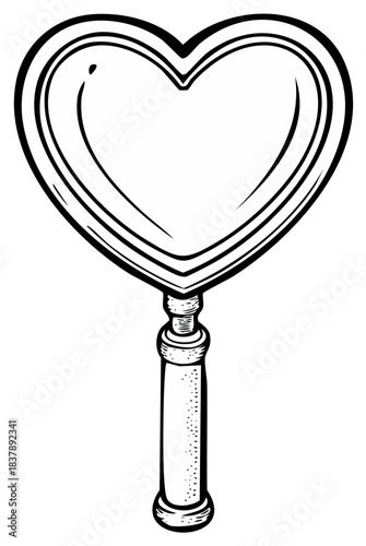 Heart shaped magnifying glass vintage illustration symbol of love discovery and exploration