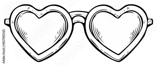 Hand drawn heart shaped sunglasses sketch style illustration perfect for love and summer fashion designs
