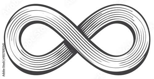 Infinity symbol graphic with lines.  Endless concept art for design.
