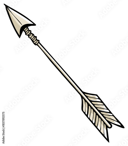 Hand drawn illustration of a vintage tribal arrow for archery or hunting