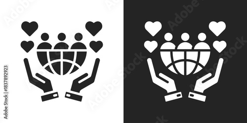 Social Responsibility Icon In Black And White Glyph Style