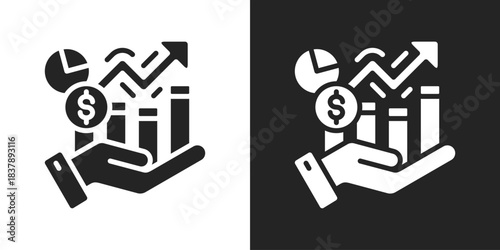 Profitability Icon In Black And White Glyph Style