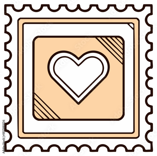 Vector illustration of a vintage postage stamp with a heart symbol for sending love letters and mail