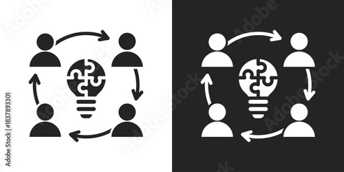 Collaboration Icon In Black And White Glyph Style