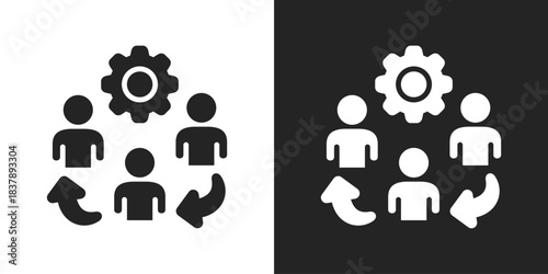 Teamwork Icon In Black And White Glyph Style