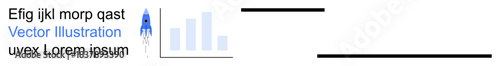 Business growth, startup success, progress tracking, innovation, analytics, productivity. Rocket launching alongside bar chart. Business growth and startup success concept