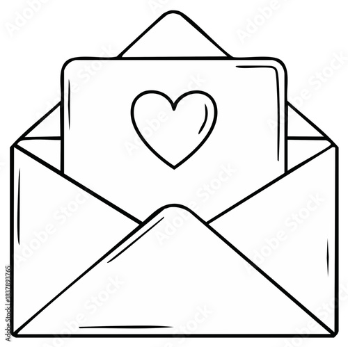 Open Envelope with Heart Card Illustration