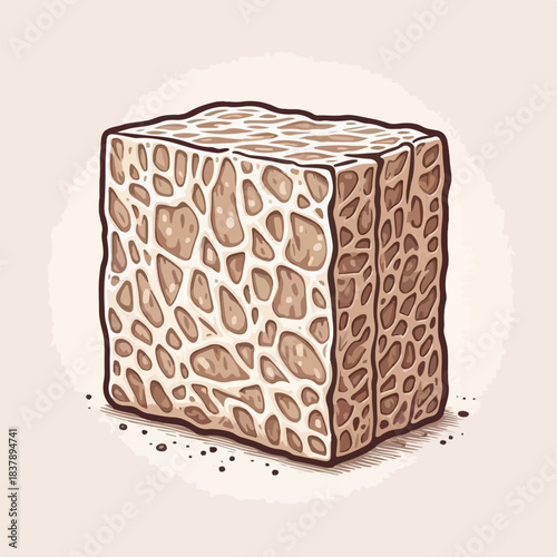 Vector illustration of raw tempeh