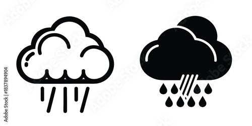 Two stylized cloud icons representing rain