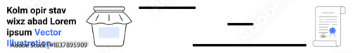 Legal documents, e-signature, authentication, data security, agreement validation, document approval. a sealed jar, connected to a certified document. Authentication and e-signature