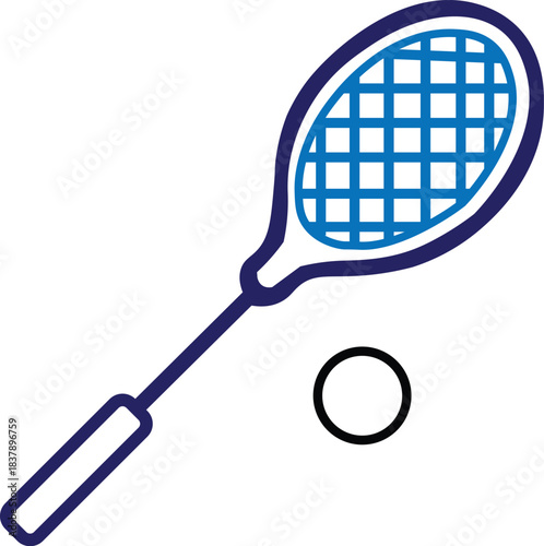 Tennis racket and ball white