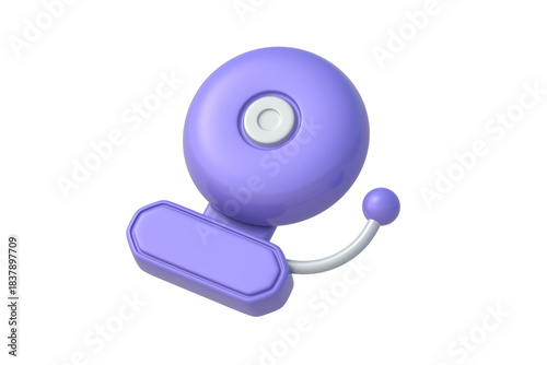 Fire alarm of purple color isolated on white background. Warning bell. Danger signal. Emergency siren. 3d render